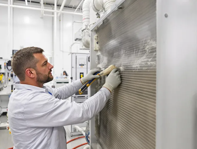 Bellingham Air Duct Cleaning technician performing precision commercial coil cleaning at a Bellingham business
