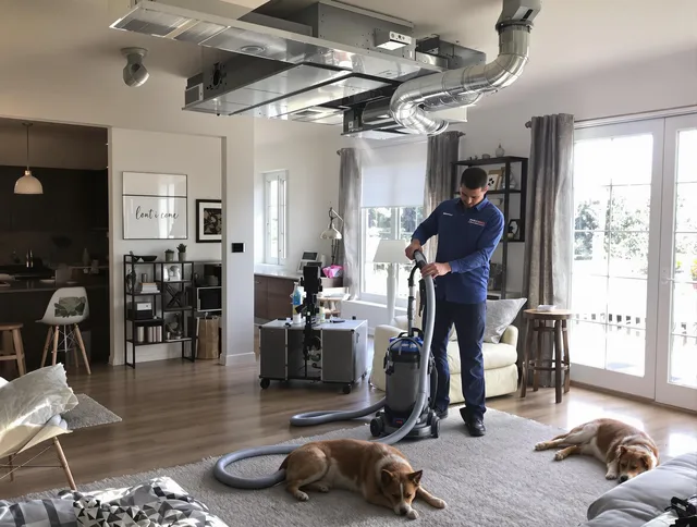 Bellingham Air Duct Cleaning technician performing detailed indoor duct cleaning for improved air quality in Bellingham