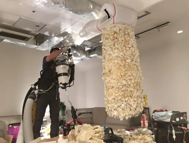 Bellingham Air Duct Cleaning technician performing precision vacuum insulation removal in a residential property in Bellingham